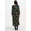 SUGARHILL BRIGHTON Vestidos Vestido Sugarhill Sidney MIDI Dark Green, Tigers & Palms