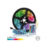 ELBAT Tira de Luces Led 12V 5MTRS Rgb con Mando EB0400