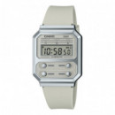 CASIO A100WEF-8A Reloj Digital Unisex - Gris Claro Retro con Botones Frontales - Diseño Minimalista y Wr