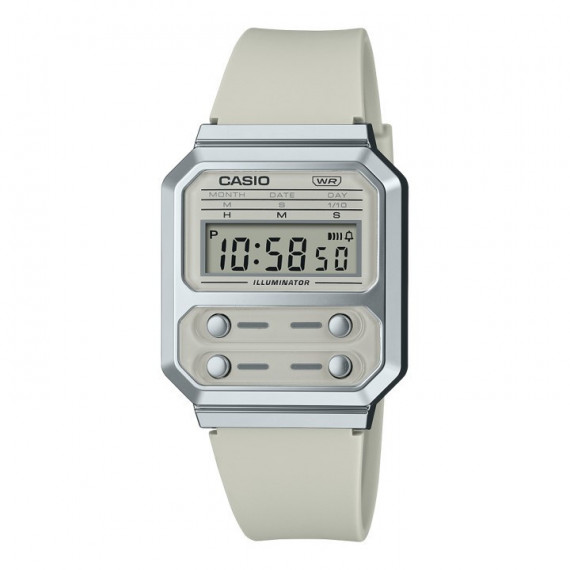 CASIO A100WEF-8A Reloj Digital Unisex - Gris Claro Retro con Botones Frontales - Diseño Minimalista y Wr