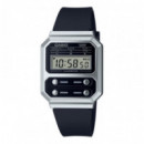 CASIO A100WEF-8A Reloj Digital Unisex - Gris Claro Retro con Botones Frontales - Diseño Minimalista y Wr