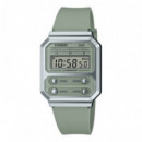 CASIO A100WEF-3A Reloj Digital Unisex - Verde Salvia Retro con Botones Frontales - Estilo Vintage y Wr