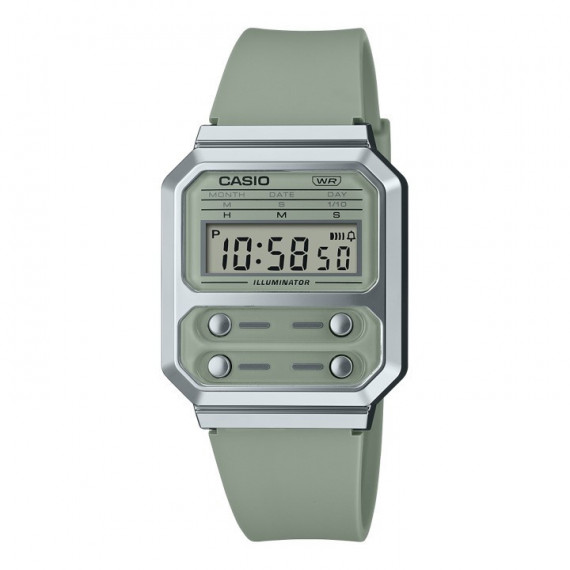 CASIO A100WEF-3A Reloj Digital Unisex - Verde Salvia Retro con Botones Frontales - Estilo Vintage y Wr