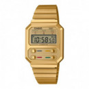 CASIO A100WEG-9A Reloj Digital Unisex - Dorado Retro con Botones Frontales - Estilo Vintage y Wr