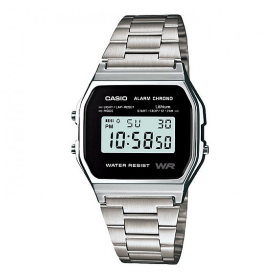 CASIO A158WEA-1E Reloj Digital Unisex - Acero Inoxidable con Carátula Negra - Estilo Retro Clásico y Wr