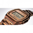 CASIO A1000RG-5 Reloj Digital Unisex - Oro Rosado Metálico - Estilo Retro Premium con Luz Led y Wr