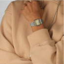 CASIO A158WEA-9 Reloj Digital Unisex - Acero Inoxidable con Carátula Champagne - Estilo Retro y Resistencia Al Agua