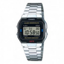 CASIO A163WA-1Q Reloj Digital Retro – Crono, Luz, Acero Inoxidable, Wr, Batería Larga Duración