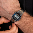 CASIO A163WA-1Q Reloj Digital Retro – Crono, Luz, Acero Inoxidable, Wr, Batería Larga Duración