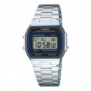 CASIO A164WA-1V Reloj Digital Retro Acero Inoxidable – Luz, Alarma, Crono, Wr