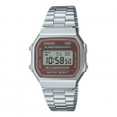CASIO A168WA-5AY Reloj Digital Retro Unisex – Pulsera Metálica, Carátula Marrón, Luz, Cronómetro, Wr