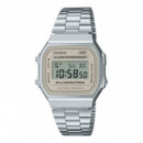 CASIO A168WA-8AY Reloj Digital Unisex – Acero Inoxidable, Estilo Retro Vintage, Luz El, Wr, Cronómetro