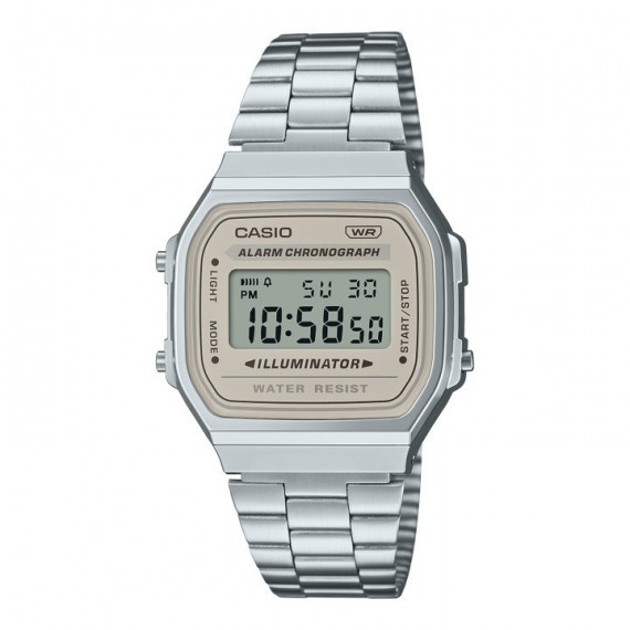 CASIO A168WA-8AY Reloj Digital Unisex – Acero Inoxidable, Estilo Retro Vintage, Luz El, Wr, Cronómetro