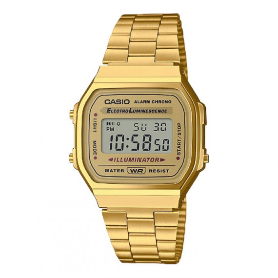 CASIO A168WG-9E Reloj Digital Unisex – Dorado, Estilo Retro Vintage, Iluminador, Cronómetro, Wr