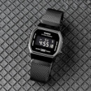 CASIO A168WEMB-1B Reloj Digital Unisex – Estilo Retro, Correa de Malla Negra, Pantalla Negativa, Wr