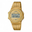 CASIO A171WEG-9A Reloj Digital Retro Unisex – Dorado, Acero Inoxidable, Estilo Vintage, Wr