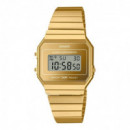 CASIO A700WEVG-9A Reloj Digital Retro Dorado – Caja Ultrafina, Correa de Acero Inoxidable, Wr