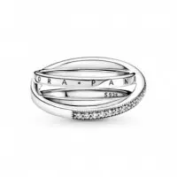 PANDORA Anillo en Plata de Ley Cruzado Triple Banda en Pavé 199057C01