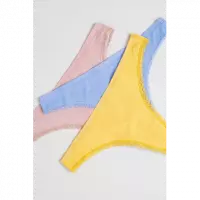 3PACK Tanga TOMMY HILFIGER Celeste-rosa-naranja