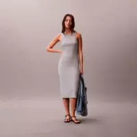 Vestido MIDI de Tirantes de Canalé con Monograma  CALVIN KLEIN