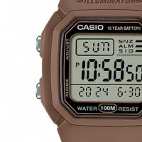 CASIO W-800H-5AV Reloj Digital Unisex - Esfera Negra - Correa de Resina Marrón - 100M