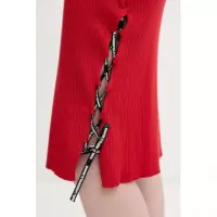 Klj Knitted Lace Tie Dress Pompeian Red  KARL LAGERFELD