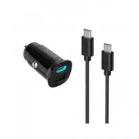 ACCETEL Cargador Coche Tipo C 33W + Cable Datos Tipo C M/m Negro CC636