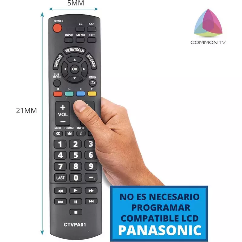 Mando CTVPA01 compatible con Panasonic con medidas