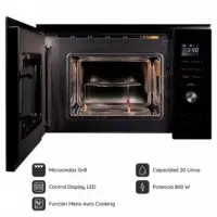 SVAN SMWI2800DGN 20L Microondas C/grill Cristal Negro Dig Integracion Inox