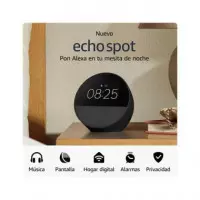 AMAZON Altavoz BLUETOOTH Echo Spot 2024 con Pantalla Negro, Alexa Integrado,manos Libres,wifi