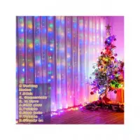 Kls Cortina  Luz Navidad Multicolor Interio/exterior 360LED 3X1.80MTRS 8 Funciones 85724  LALO