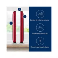 PANASONIC Telefono Movil KX-TU155 Exrn Rojo Teclas Grandes,boton Sos,bluetooth,micro Sd