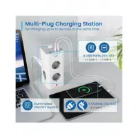 EWENT Torre Regleta 8X SCHUCKO/2XTIPO C/2XUSB a EW3864 Blanco