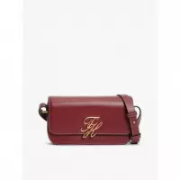 TH SCRIPT FLAP CROSSOVER VELVET MAROON