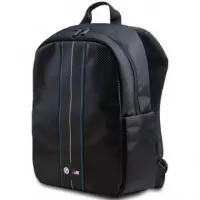 BMW Mochila Ordenador Portatil 15" Negra Carbon con Raya Azul Blanca