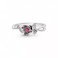 PANDORA Disney Anillo en Plata de Ley Rosa de la Bella y la Bestia de Disney 190017C01