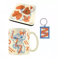 Set de Taza, Posavasos y Llavero Stitch Lazy Daze  PYRAMID
