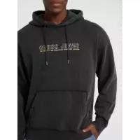 Sudadera GUESS Outline Negro Lavado Logotipo Frontal Pb
