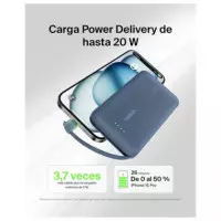 BELKIN Bateria Externa 10000MAH con Cable Tipo BPB021HQBL  Azul
