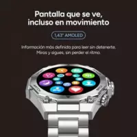 Smartwatch KSIX Titanium con Pantalla Amoled 1.43", Llamadas y Doble Correa Plateado