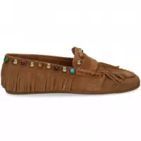 Mocasin Piedras+flecos ante Cuero  BIBI LOU