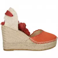 Alpargata Cuña Yute Volantes Naranja  ALHAMAS
