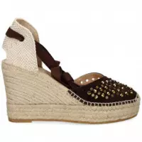 Alpargata Cuña Strass Puntera ante Moka  ALHAMAS