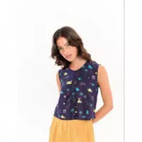 Blusas y Camisas Top BEHULAH Abril Palmeras Azul Marino
