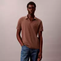 Polo de Piqué de Algodón con Cuello Abierto  CALVIN KLEIN