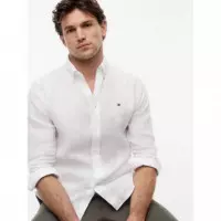 Pigment Dyed Li Solid Rf Shirt White  TOMMY HILFIGER