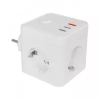 Silver Eblock Cubo con 3 Enchufes SCHUCKO+2XUSB A+qxtipo C Carga Rapida 9523 Blanco  SILVER ELECTRONICS