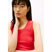 Tjw Essential Rib Tank Ext Red Alert  TOMMY JEANS