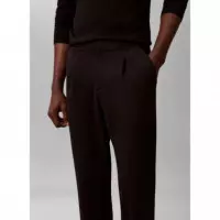 SLIM TAPERED KNIT PLEATED PANT BLACK