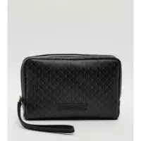 Emblem Aop Coated Pouch W/ Handl Black  CALVIN KLEIN